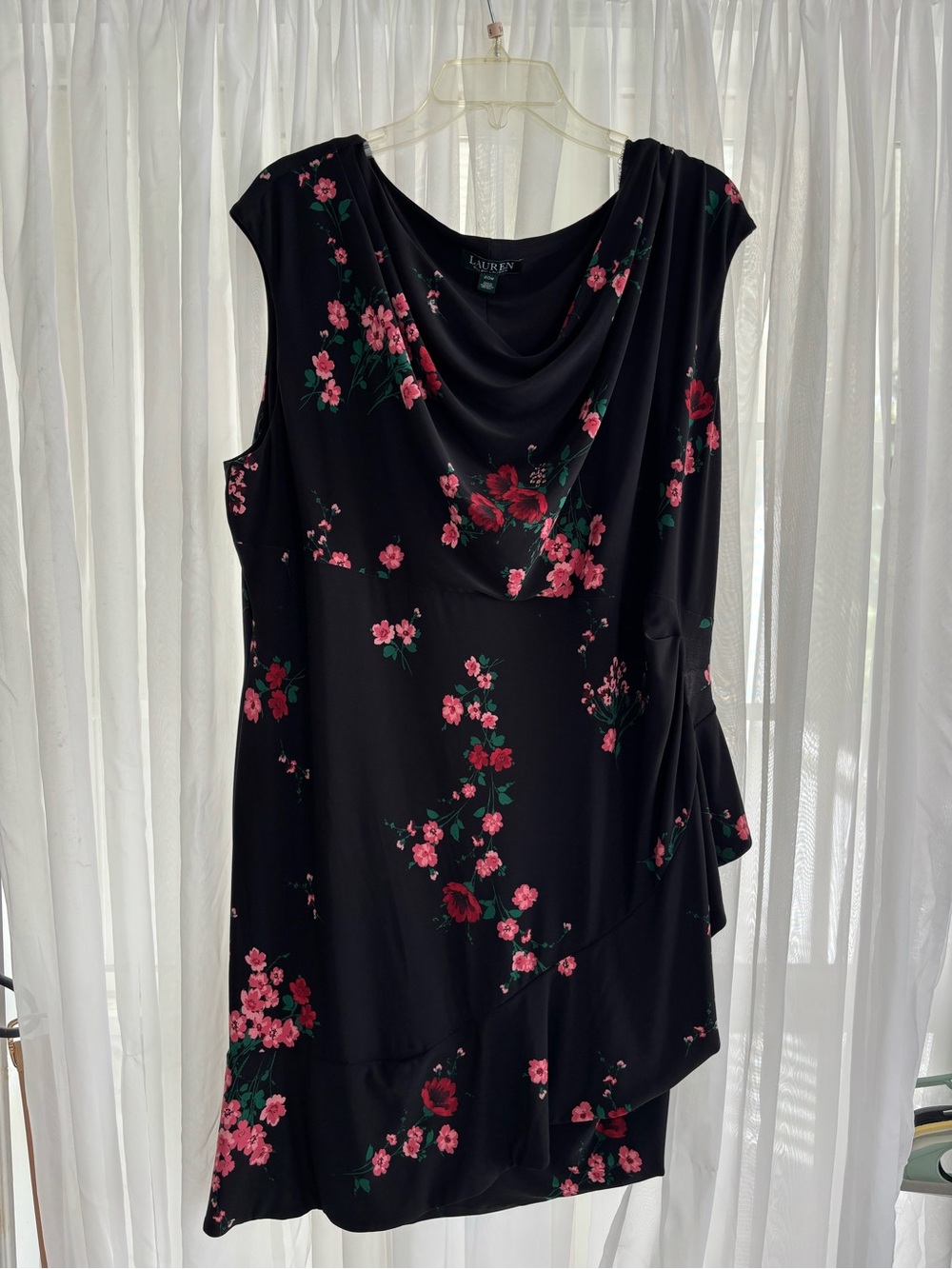 Lauren Ralph Lauren Black Dress with Pink Floral Print